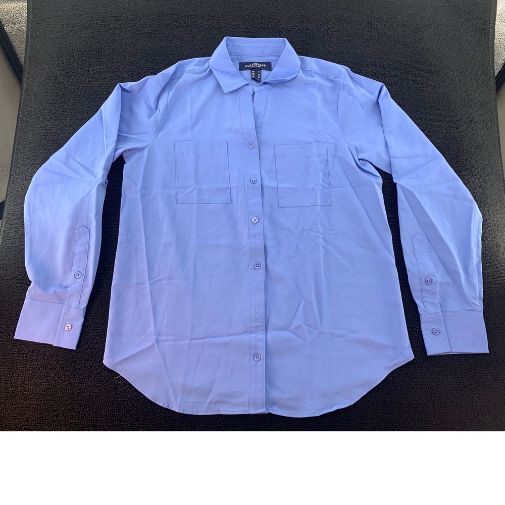 The Outfitters By Lands End Womens Light Blue Button Down Long Sleeve Shirt